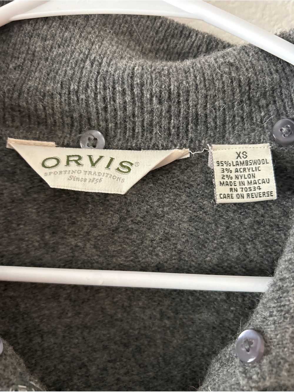 Vintage Orvis Sheep Wool Knit Cardigan Sweater - Picture 3 of 3